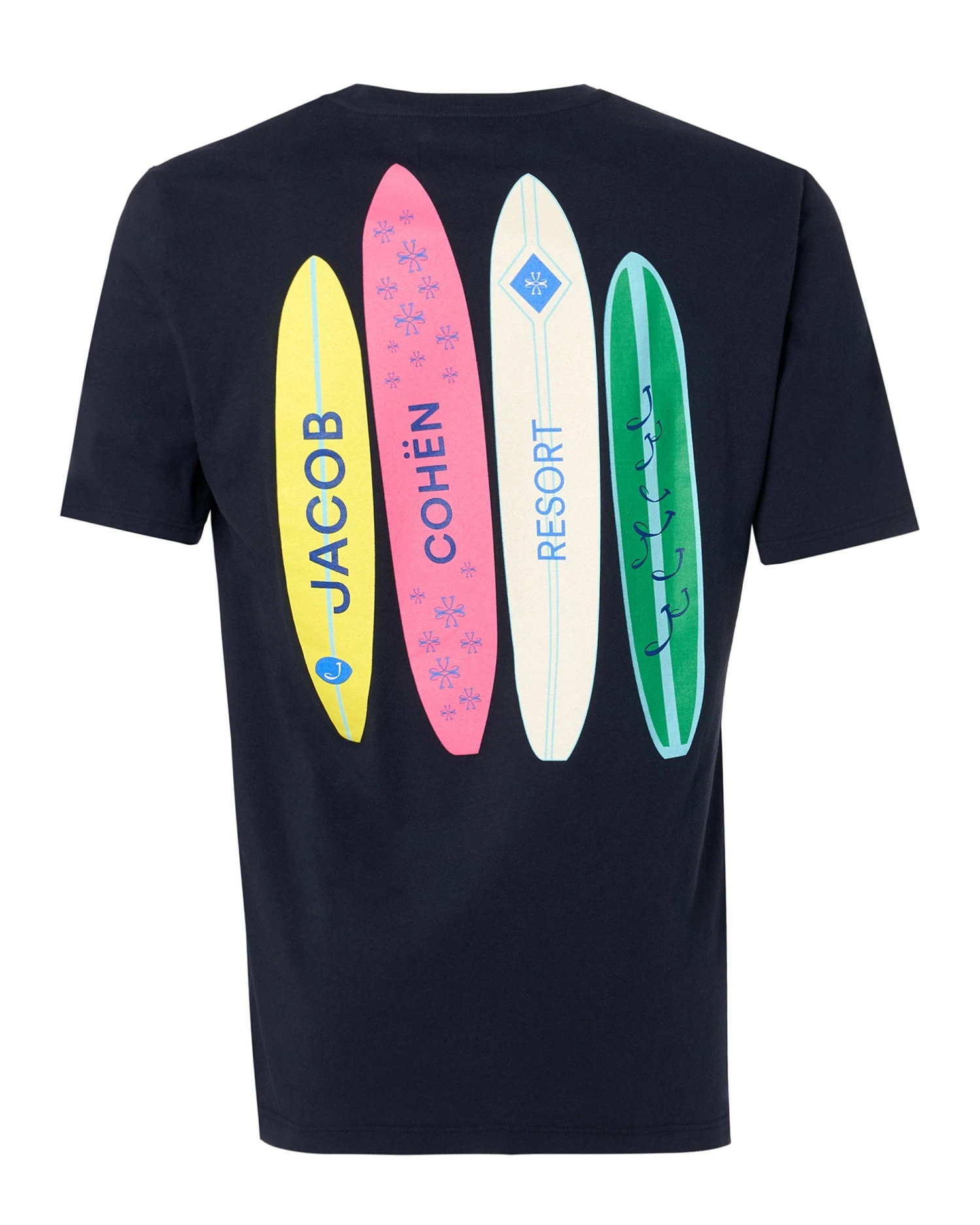 Jacob Cohen Mens Surfboards Resort T Shirt, Navy Tee 4 Jacob Cohen Mens Surfboards Resort T Shirt, Navy Tee - Image 2