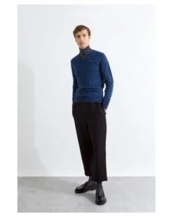 John Smedley Mens Blenheim V-Neck Jumper, Indigo Blue Sweater -Boss Shop john smedley mens blenheim v neck jumper indigo blue sweater p41616 250644 image