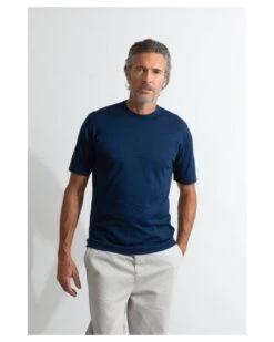 John Smedley Mens Lorca Sea Island Cotton T Shirt, Indigo Blue Tee -Boss Shop john smedley mens lorca sea island cotton t shirt indigo blue tee p42818 263886 image