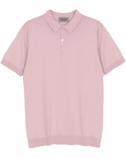 John Smedley Mens Rhodes Cotton Polo Shirt Chalk Pink
