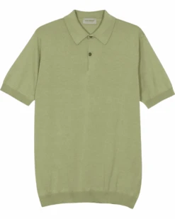 John Smedley Mens Rhodes Cotton Polo Shirt Desert Green