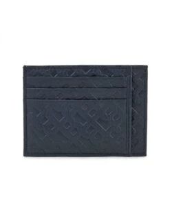 BOSS Mens Crosstown Dark Blue Monogram-Embossed Leather Cardholder -Boss Shop mens crosstown dark blue monogram embossed leather cardholder p41459 253696 image