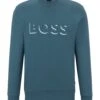 BOSS Mens Stadler Embossed Logo Sweatshirt, Turquoise Jumper -Boss Shop mens stadler embossed logo sweatshirt turquoise jumper p42494 257002 zoom