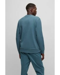 BOSS Mens Stadler Embossed Logo Sweatshirt, Turquoise Jumper -Boss Shop mens stadler embossed logo sweatshirt turquoise jumper p42494 257010 image
