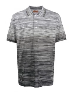 Missoni Mens All Space Dye Polo Shirt Multi Grey