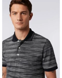 Missoni Mens Space Dye Polo Shirt Black White -Boss Shop missoni mens space dye polo shirt black white p43707 277748 zoom