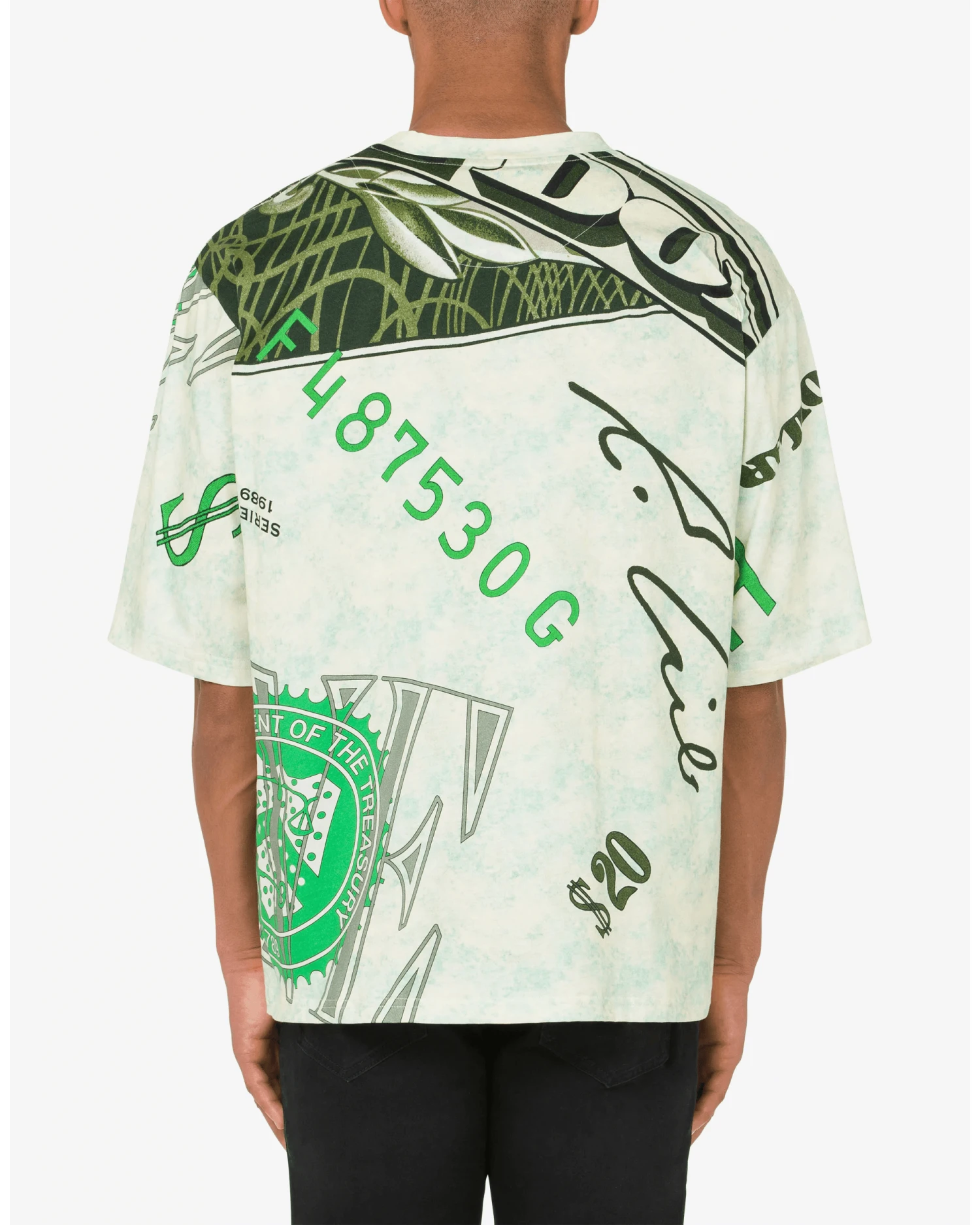 MOSCHINO Mens Dollar T Shirt Dollar Green 4 MOSCHINO Mens Dollar T Shirt Dollar Green - Image 2