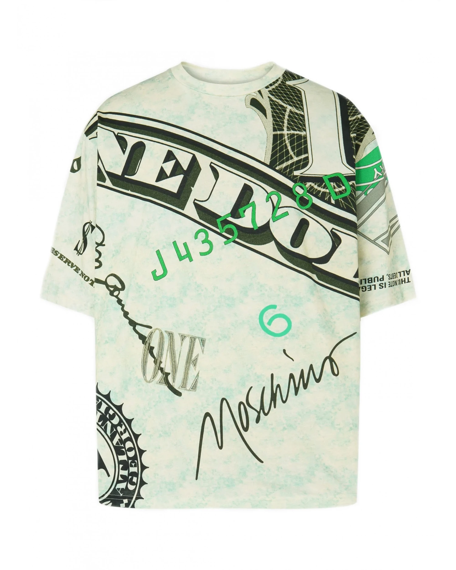 MOSCHINO Mens Dollar T Shirt Dollar Green 3 MOSCHINO Mens Dollar T Shirt Dollar Green