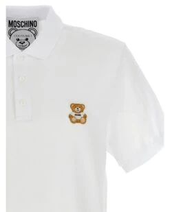 MOSCHINO Mens Teddy Polo Shirt White -Boss Shop moschino mens teddy polo shirt white p44413 282672 zoom