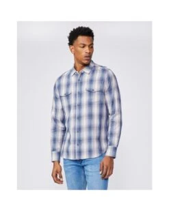 Paige Jeans Mens Everett Arctic Wash Plaid Flannel Shirt