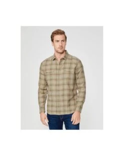 Paige Jeans Mens Everett Plaid Flannel Shirt French Haze