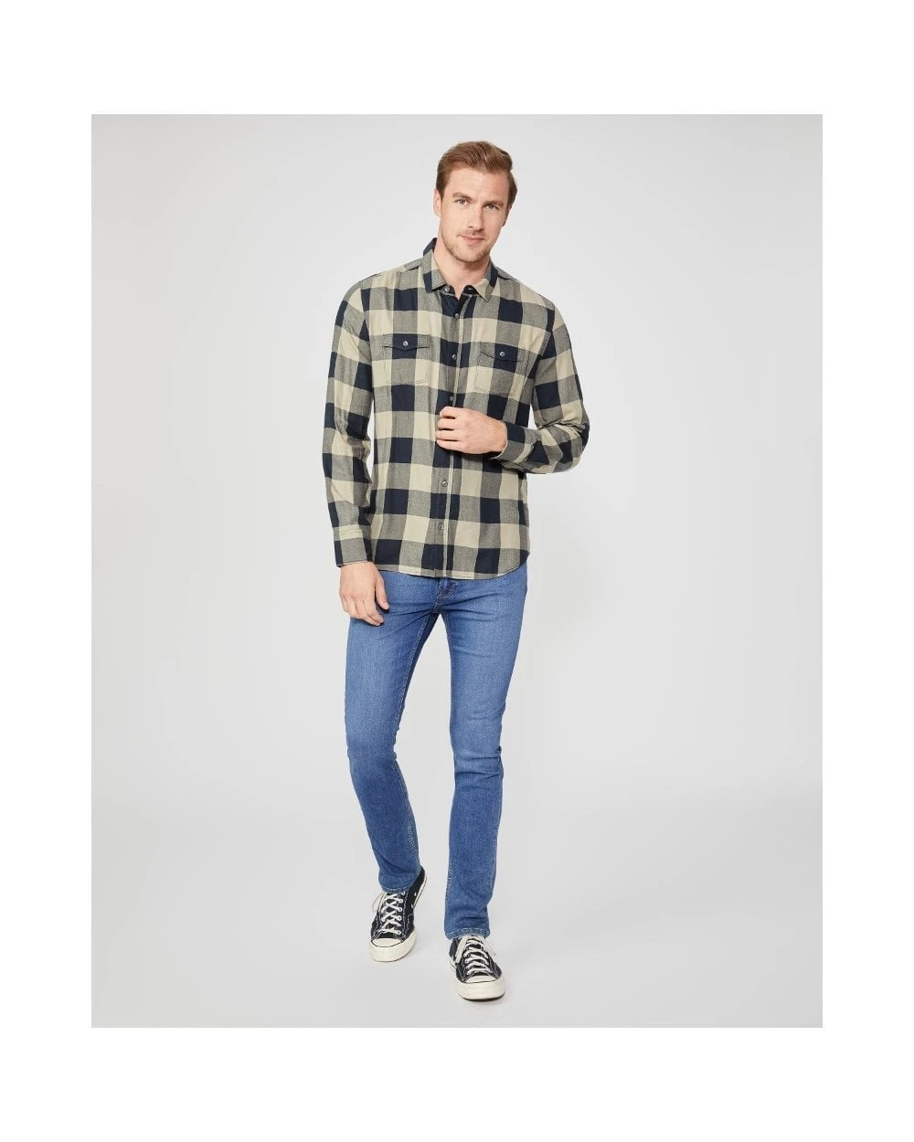 Paige Jeans Mens Everett Silver Ink Plaid Flannel Shirt 5 Paige Jeans Mens Everett Silver Ink Plaid Flannel Shirt - Image 3