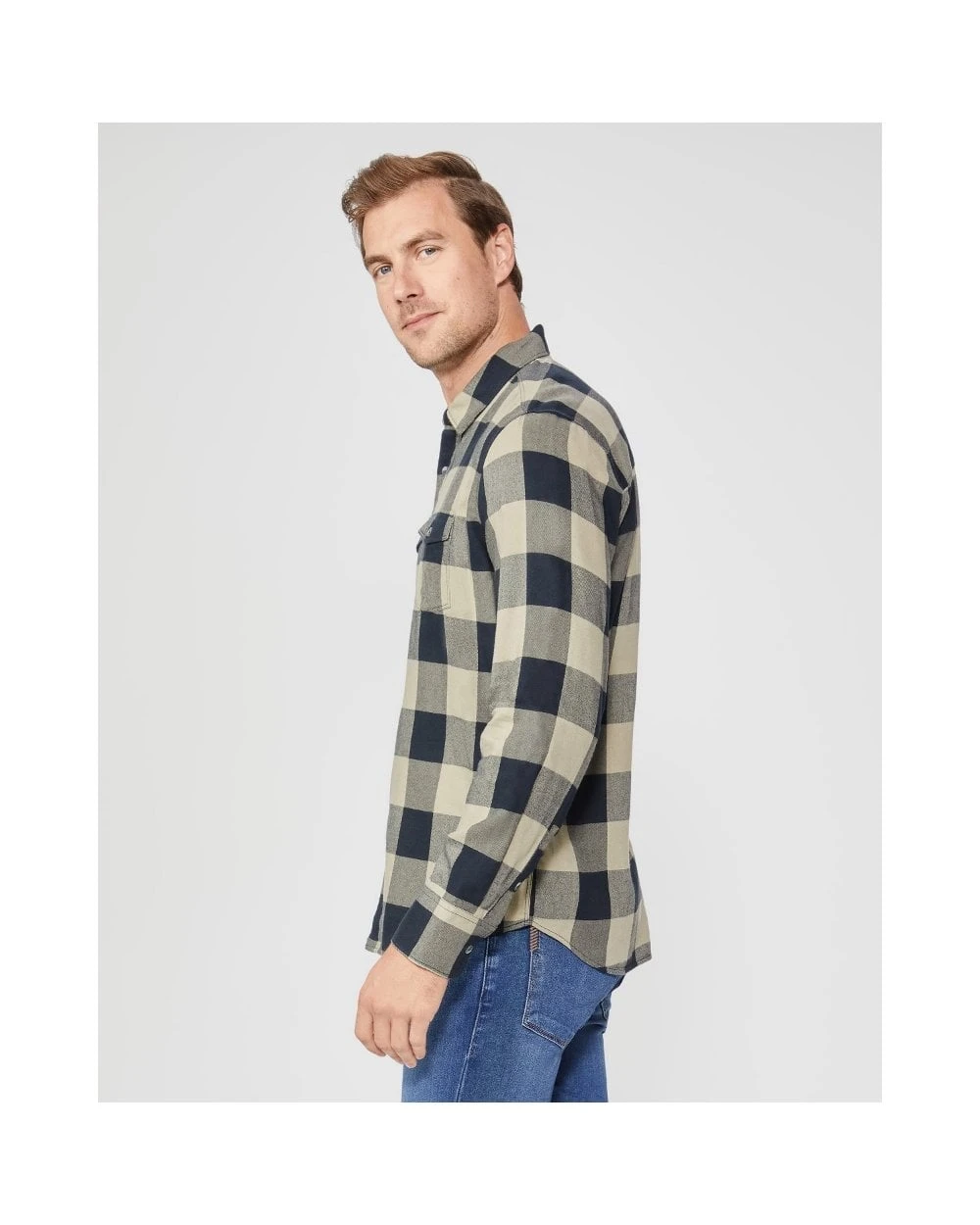 Paige Jeans Mens Everett Silver Ink Plaid Flannel Shirt 6 Paige Jeans Mens Everett Silver Ink Plaid Flannel Shirt - Image 4