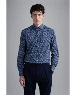 Paul&Shark Paul & Shark Mens Paisley Stretch Shirt Blue Floral -Boss Shop paul shark mens paisley stretch shirt blue floral p43725 277603 zoom