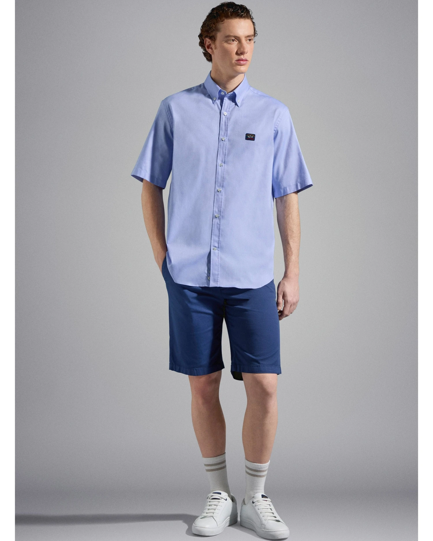 Paul&Shark Paul & Shark Mens Short Sleeved Oxford Shirt Sky Blue 4 Paul&Shark Paul & Shark Mens Short Sleeved Oxford Shirt Sky Blue - Image 2