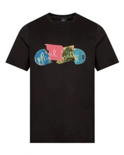 Paul Smith Mens Broken Board Print T Shirt, Black Tee