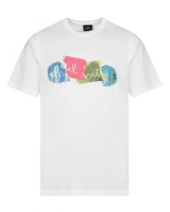 Paul Smith Mens Broken Board Print T Shirt, White Tee