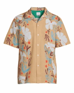 Paul Smith Mens Casual 'Sea Floral' Short Sleeved Shirt Camel