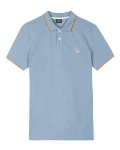 Paul Smith Mens Light Blue Contrast Trim Zebra Logo Polo Shirt