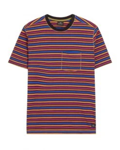 Paul Smith Mens Multi Stripe Chest Pocket T Shirt, Multicoloured Tee