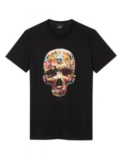 Paul Smith Mens Skull Sticker T-Shirt Black