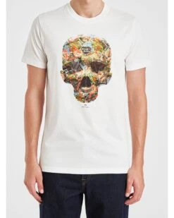 Paul Smith Mens Skull Sticker T-Shirt White -Boss Shop paul smith mens skull sticker t shirt white p44354 281102 zoom