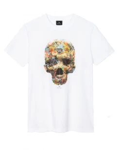 Paul Smith Mens Skull Sticker T-Shirt White