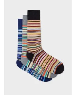 Paul Smith Mens Stripe 3 Pack Socks Multicoloured -Boss Shop paul smith mens stripe 3 pack socks multicoloured p44023 273746 zoom