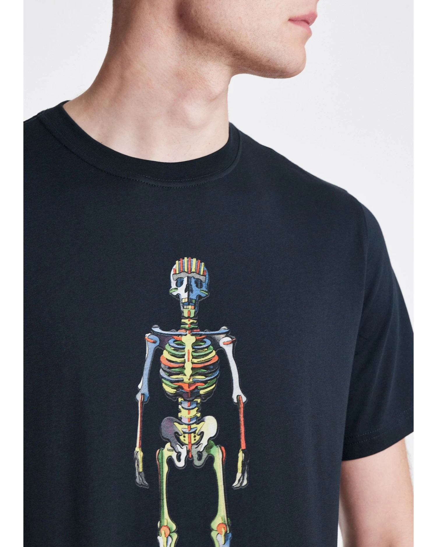 Paul Smith Mens Striped Skeleton Print T Shirt, Dark Navy Tee 8 Paul Smith Mens Striped Skeleton Print T Shirt, Dark Navy Tee - Image 6