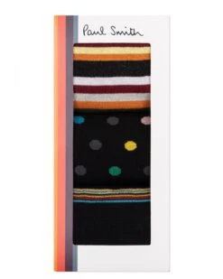 Paul Smith Mens Three Pack Patterned Socks Black/Multi