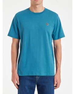 Paul Smith Mens Zebra Badge T-Shirt Mid Blue Teal -Boss Shop paul smith mens zebra badge t shirt mid blue teal p44352 281033 zoom