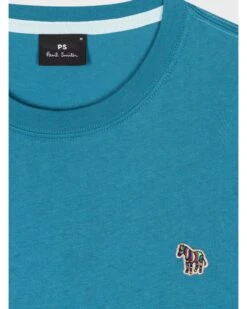 Paul Smith Mens Zebra Badge T-Shirt Mid Blue Teal -Boss Shop paul smith mens zebra badge t shirt mid blue teal p44352 281041 zoom