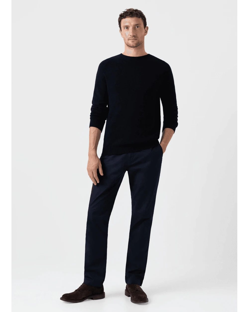 Sunspel Mens Melange Jumper Navy 4 Sunspel Mens Melange Jumper Navy - Image 2