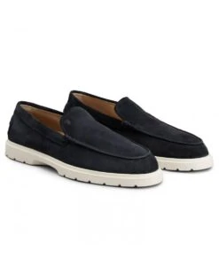 Tod's Mens Suede Slipper Loafers, Navy Blue Shoes