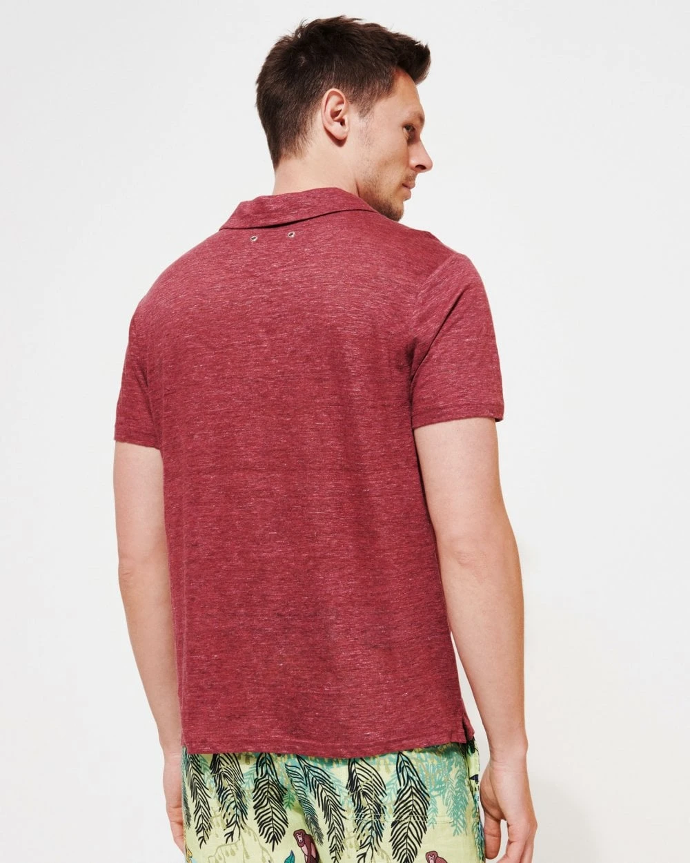 Vilebrequin Mens Burgundy Linen Jersey Polo Shirt 6 Vilebrequin Mens Burgundy Linen Jersey Polo Shirt - Image 4