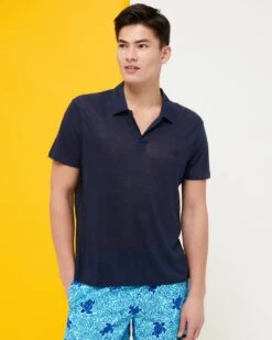 Vilebrequin Mens Linen Jersey Polo Shirt Navy -Boss Shop vilebrequin mens linen jersey polo shirt navy p42450 267421 image