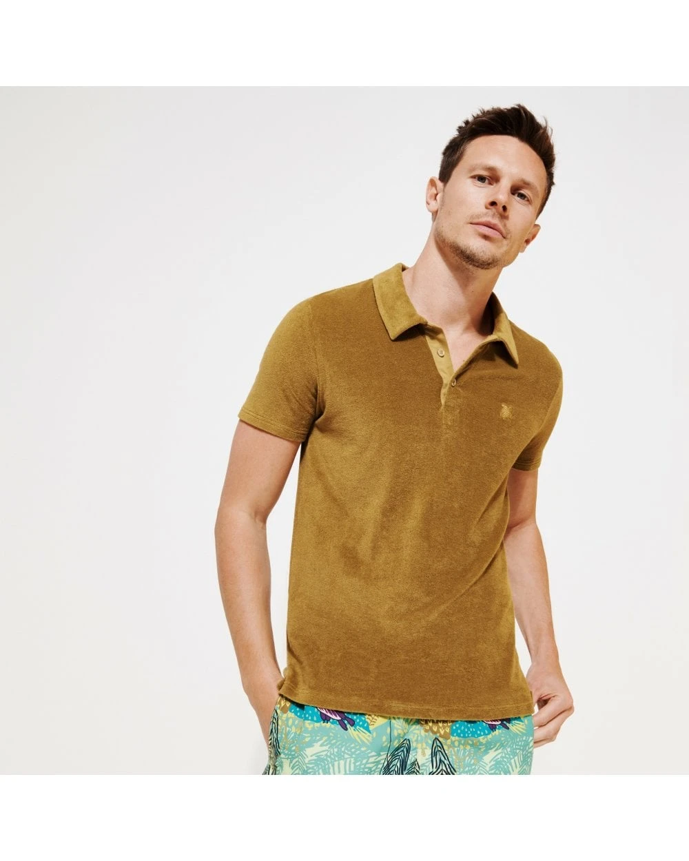 Vilebrequin Mens Phoenix Mustard Yellow Terry Cotton Polo Shirt 4 Vilebrequin Mens Phoenix Mustard Yellow Terry Cotton Polo Shirt - Image 2