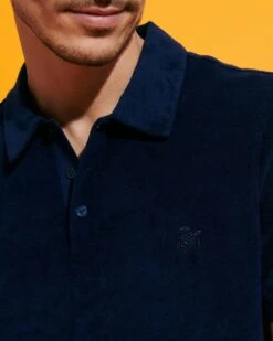 Vilebrequin Mens Phoenix Navy Blue Terry Cotton Polo Shirt -Boss Shop vilebrequin mens phoenix navy blue terry cotton polo shirt p43354 260235 image