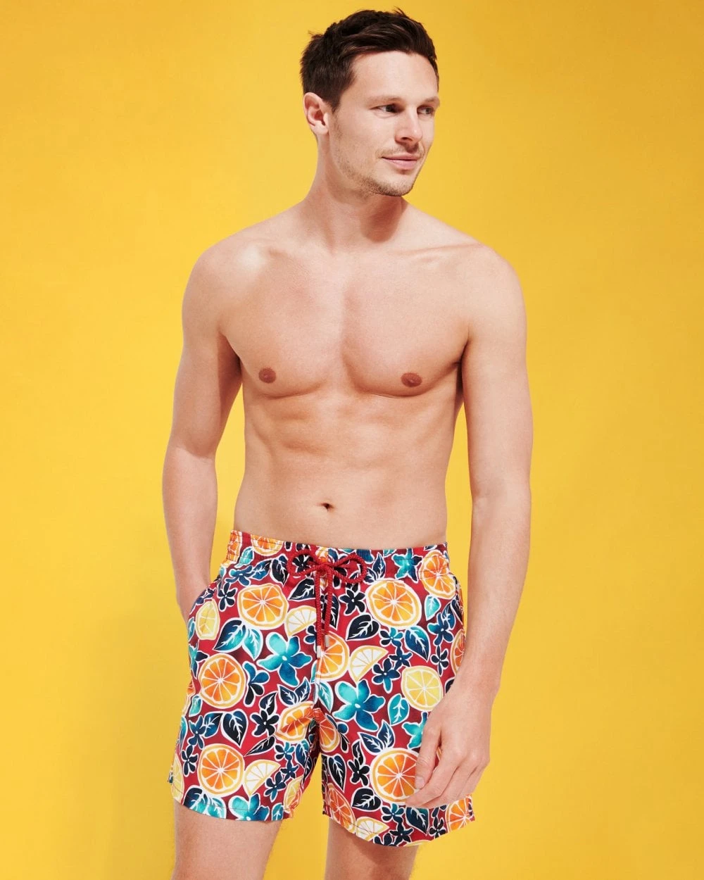 Vilebrequin Mens Presse Citron Swim Shorts, Burgundy Swimming Trunks 8 Vilebrequin Mens Presse Citron Swim Shorts, Burgundy Swimming Trunks - Image 6