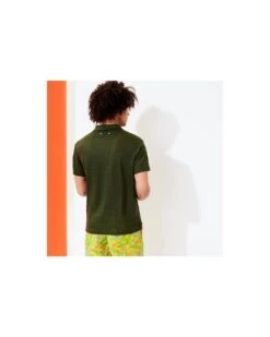Vilebrequin Mens Pyramid Pepper Green Linen Jersey Polo Shirt -Boss Shop vilebrequin mens pyramid pepper green linen jersey polo shirt p37604 208822 image