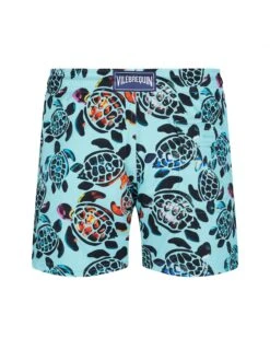 Vilebrequin Mens Screen Turtles Stretch Swim Shorts, Lagoon Blue Swimming Trunks -Boss Shop vilebrequin mens screen turtles stretch swim shorts lagoon blue swimming trunks p43360 260365 zoom
