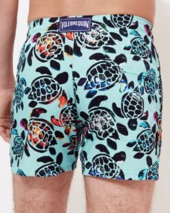 Vilebrequin Mens Screen Turtles Stretch Swim Shorts, Lagoon Blue Swimming Trunks -Boss Shop vilebrequin mens screen turtles stretch swim shorts lagoon blue swimming trunks p43360 260369 image