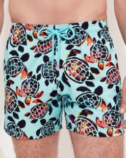 Vilebrequin Mens Screen Turtles Stretch Swim Shorts, Lagoon Blue Swimming Trunks -Boss Shop vilebrequin mens screen turtles stretch swim shorts lagoon blue swimming trunks p43360 260377 image