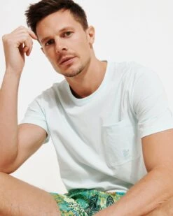 Vilebrequin Mens Titus Organic Cotton T Shirt, Glacier Blue Tee -Boss Shop vilebrequin mens titus organic cotton t shirt glacier blue tee p43352 260193 image