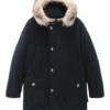 WOOLRICH Mens Arctic Fur Jacket Melton Blue
