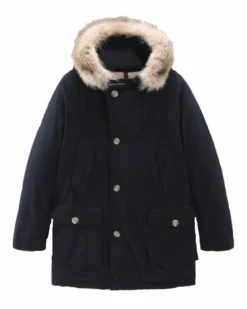 WOOLRICH Mens Arctic Fur Jacket Melton Blue