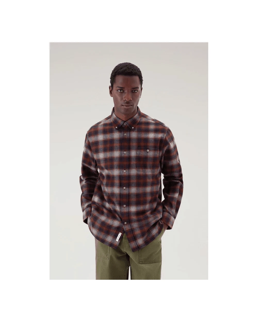 WOOLRICH Mens Traditional Flannel Shirt Orange Check 4 WOOLRICH Mens Traditional Flannel Shirt Orange Check - Image 2