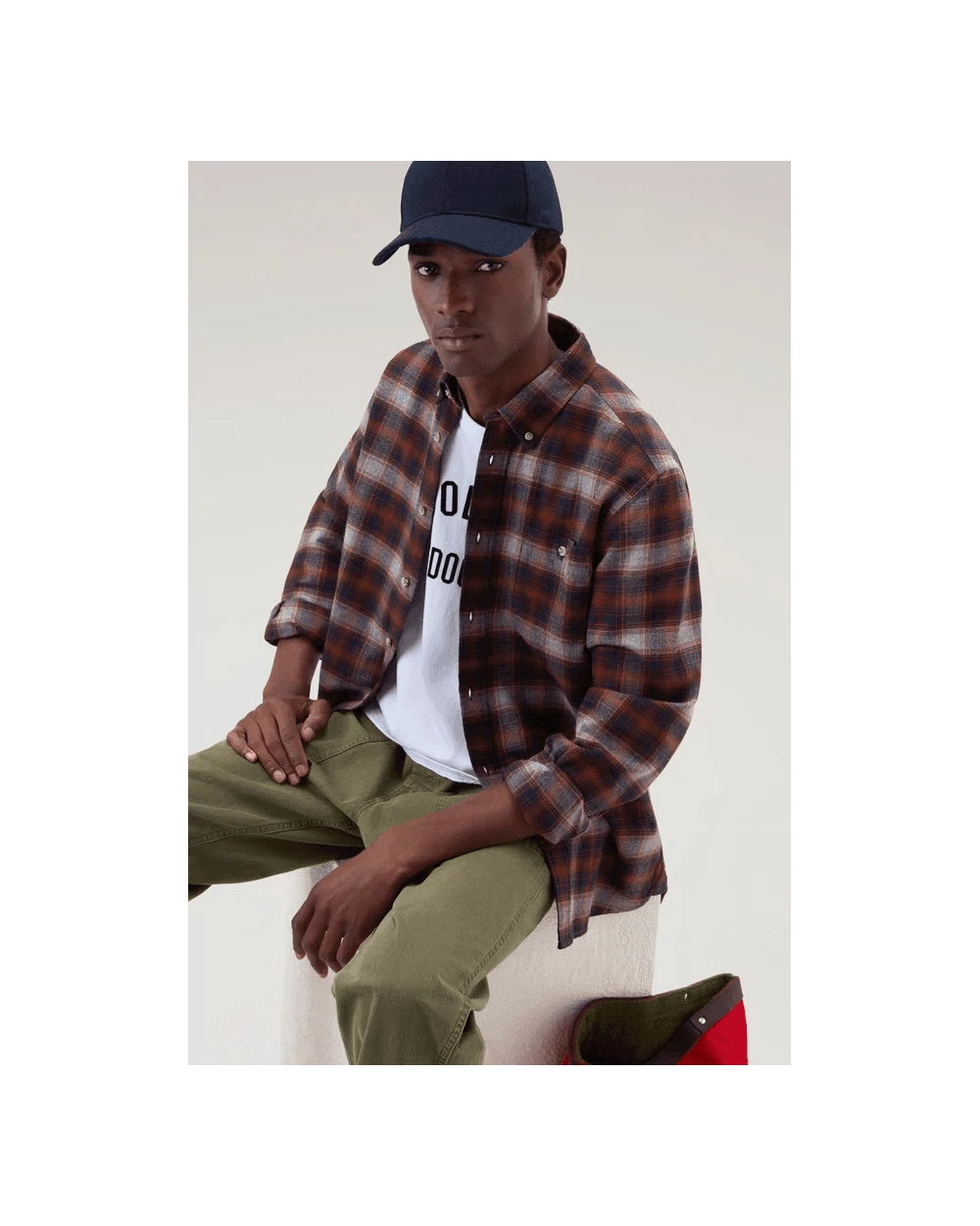 WOOLRICH Mens Traditional Flannel Shirt Orange Check 5 WOOLRICH Mens Traditional Flannel Shirt Orange Check - Image 3